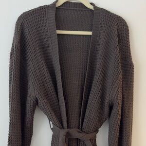 Women's Brown Knit Sweater With Belt - Size XL